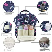 Navy Blue Unicorn Backpack Diaper Bag – Perfect for Baby Gear