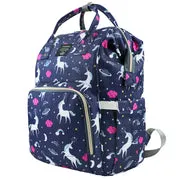 Navy Blue Unicorn Backpack Diaper Bag – Perfect for Baby Gear