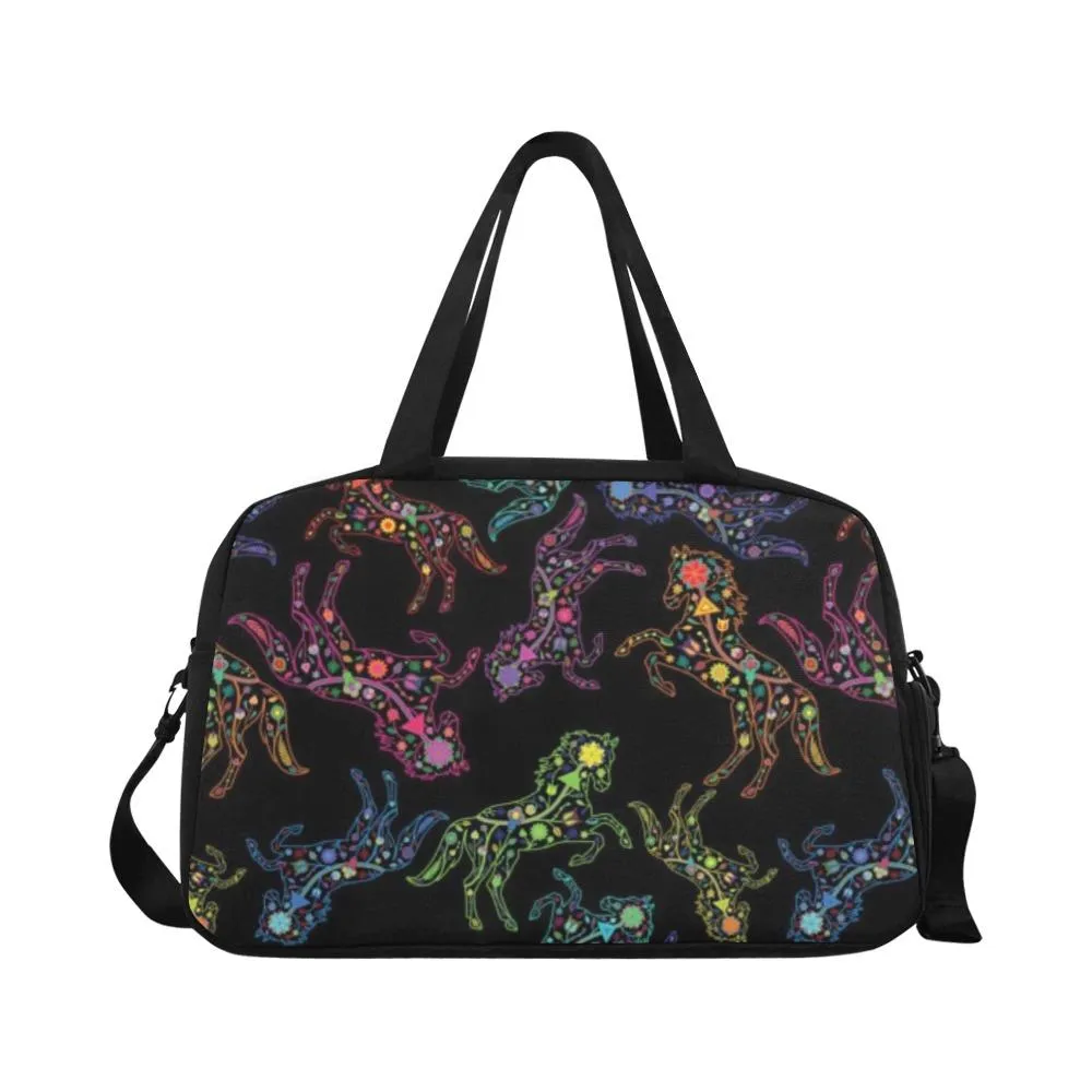 Neon Floral Horses Weekend Travel Bag