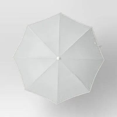 New - 6.5'x6.5' Round Outdoor Patio Beach Umbrella with Fringe Ivory - Threshold