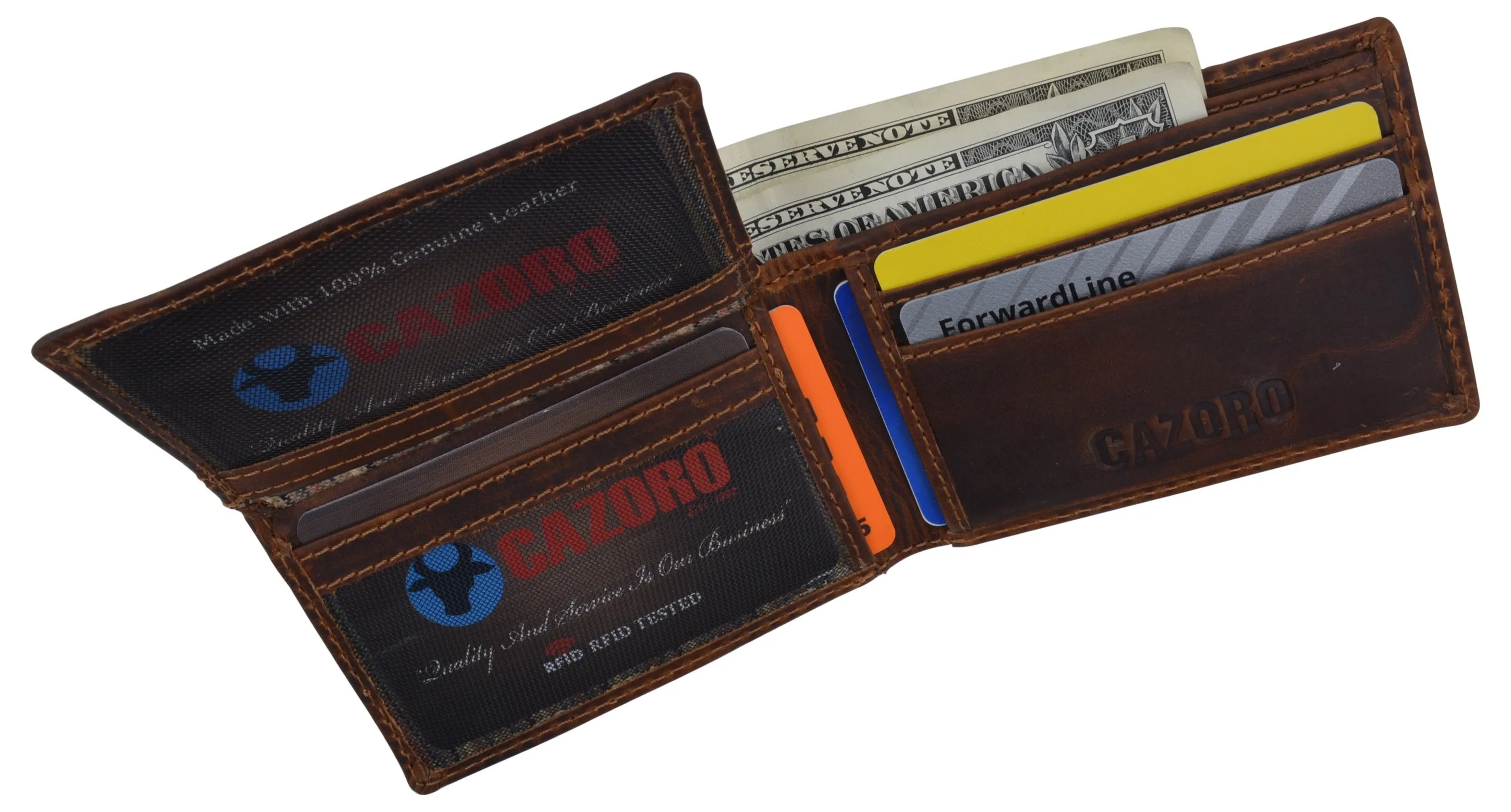 New Small Mens RFID Vintage Leather Bifold Slim Credit Card ID Wallet by Cazoro 618067RHU