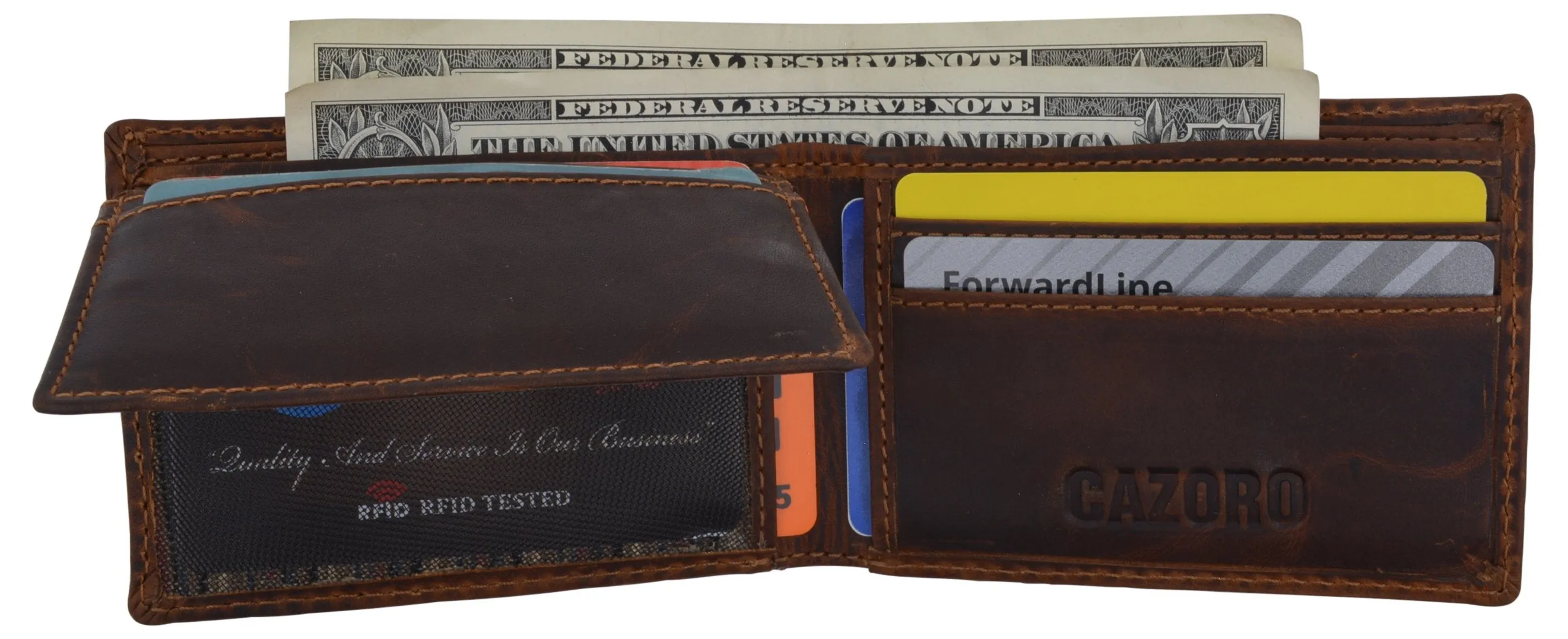 New Small Mens RFID Vintage Leather Bifold Slim Credit Card ID Wallet by Cazoro 618067RHU