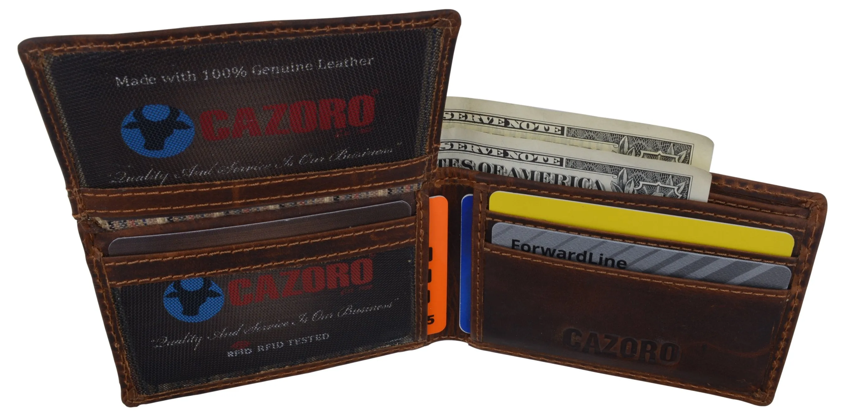 New Small Mens RFID Vintage Leather Bifold Slim Credit Card ID Wallet by Cazoro 618067RHU