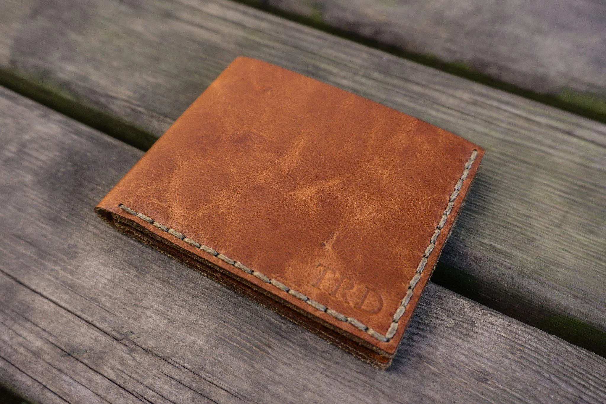 No.48 Personalized Handmade Leather Wallet - Rustic Brown