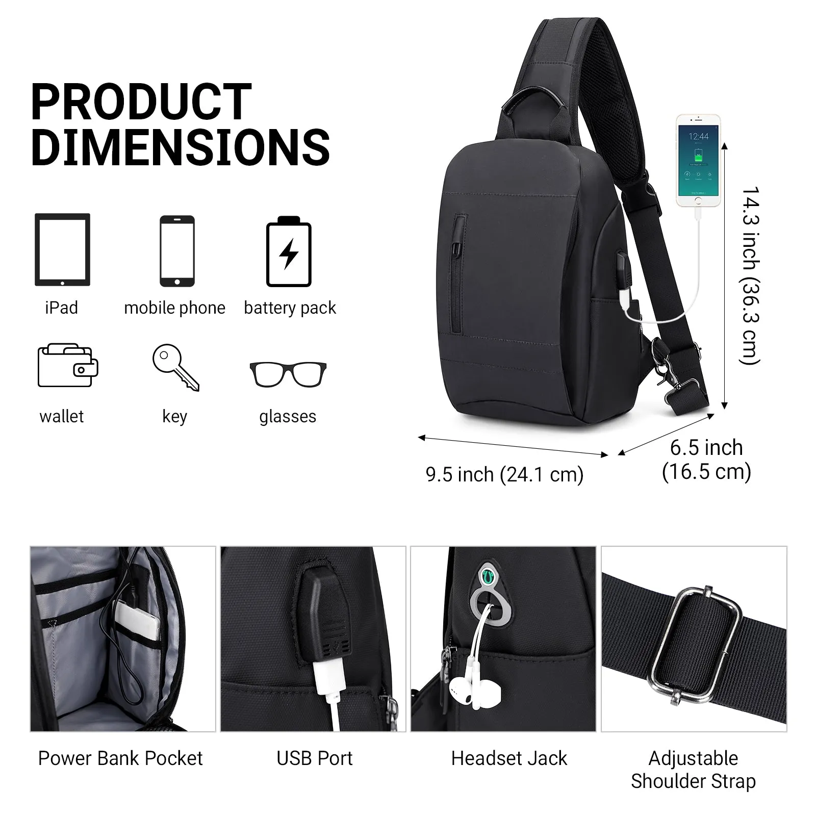 Nylon Sling Bag for Men Crossbody Bags