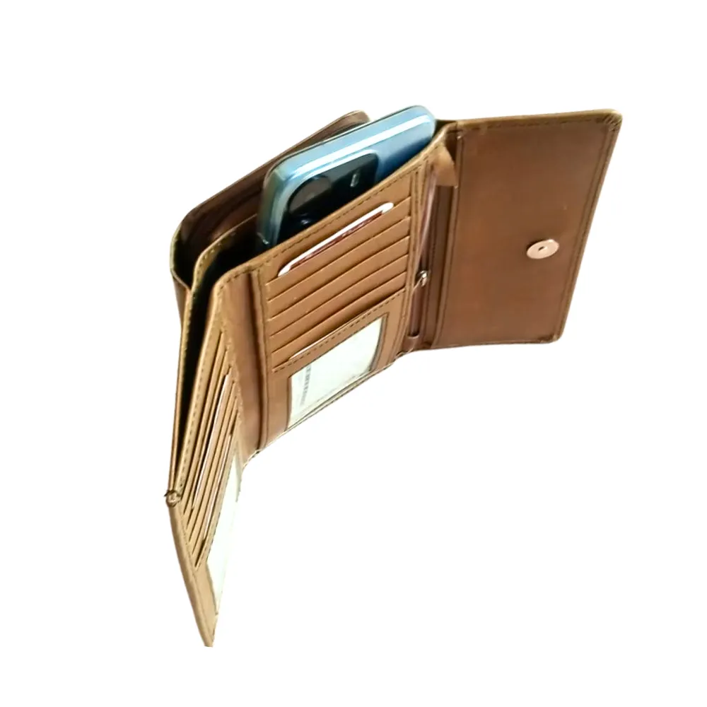 Olive Leather Travel Wallet for Women