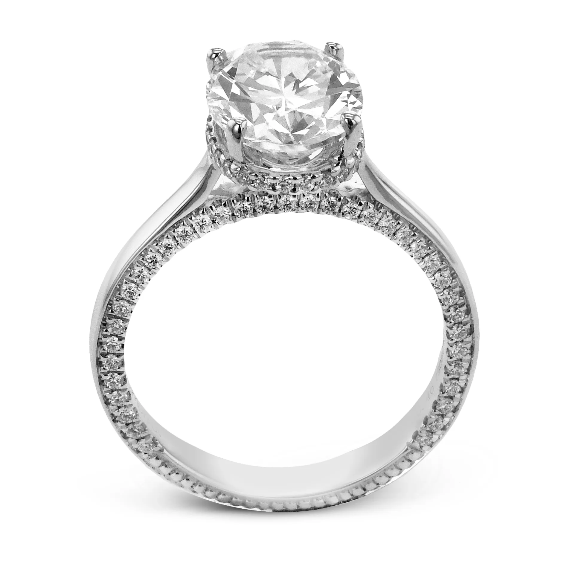 Oval-cut Hidden Halo Engagement Ring in 18k Gold with Diamonds