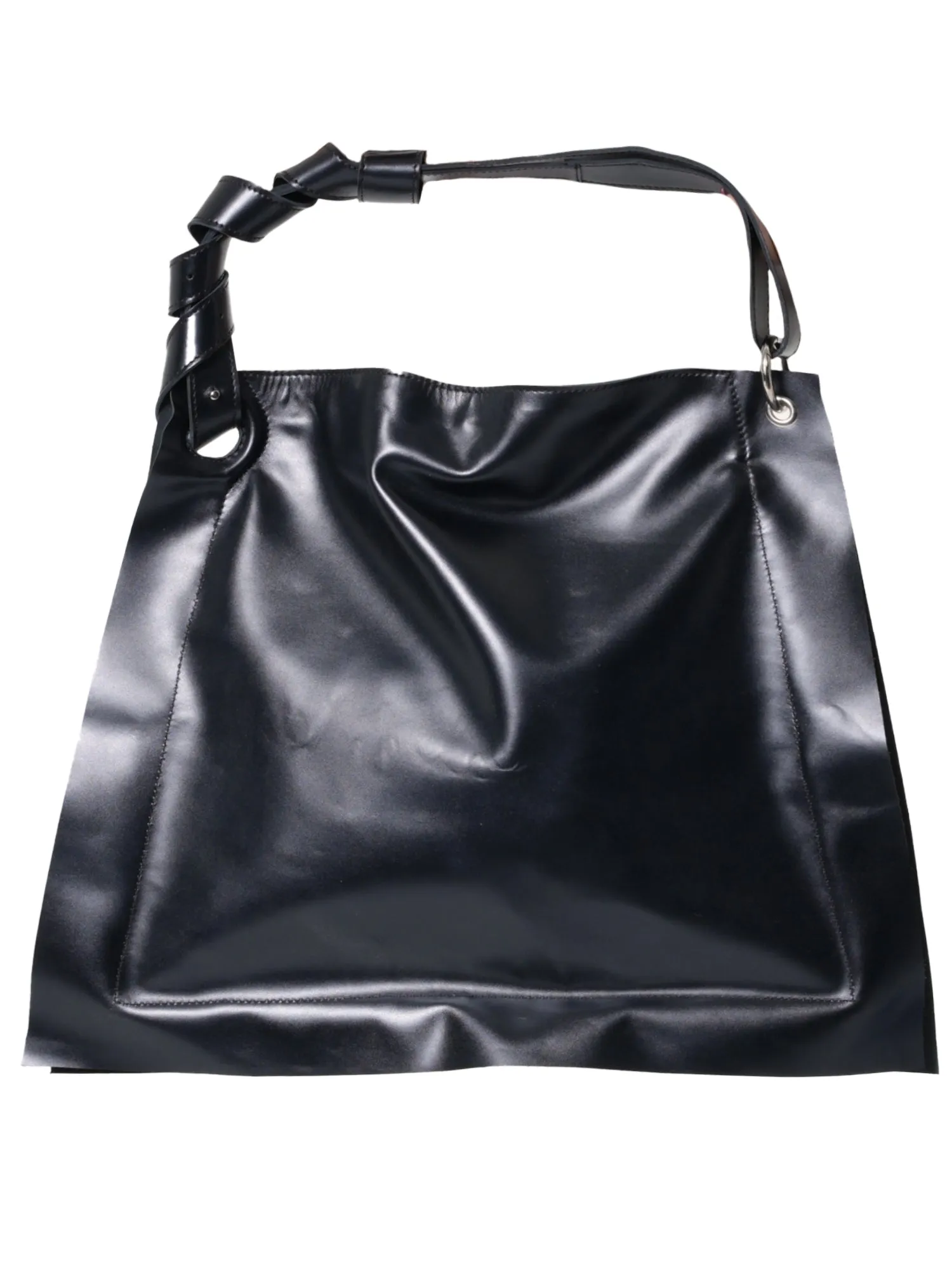 Oversized Black Leather Tote Bag