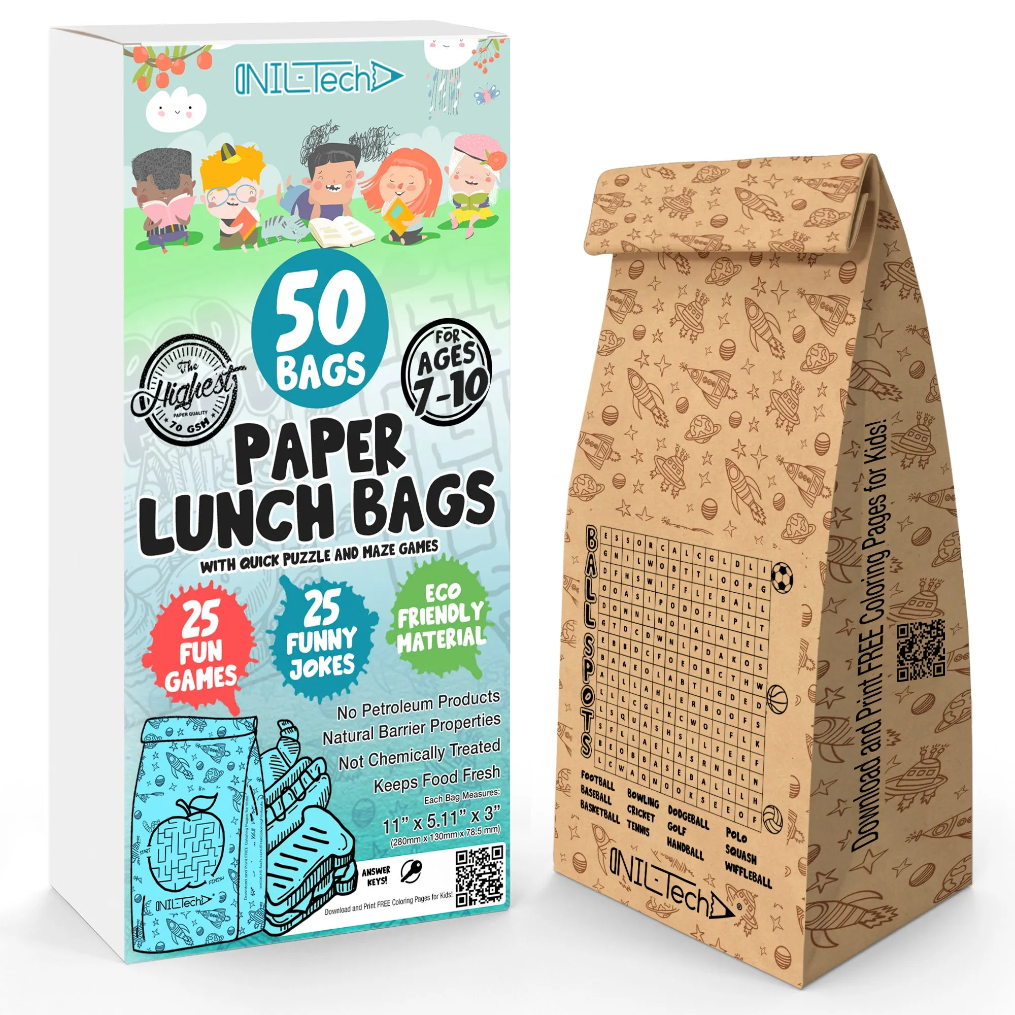 Paper Lunch Bags - 50 pcs