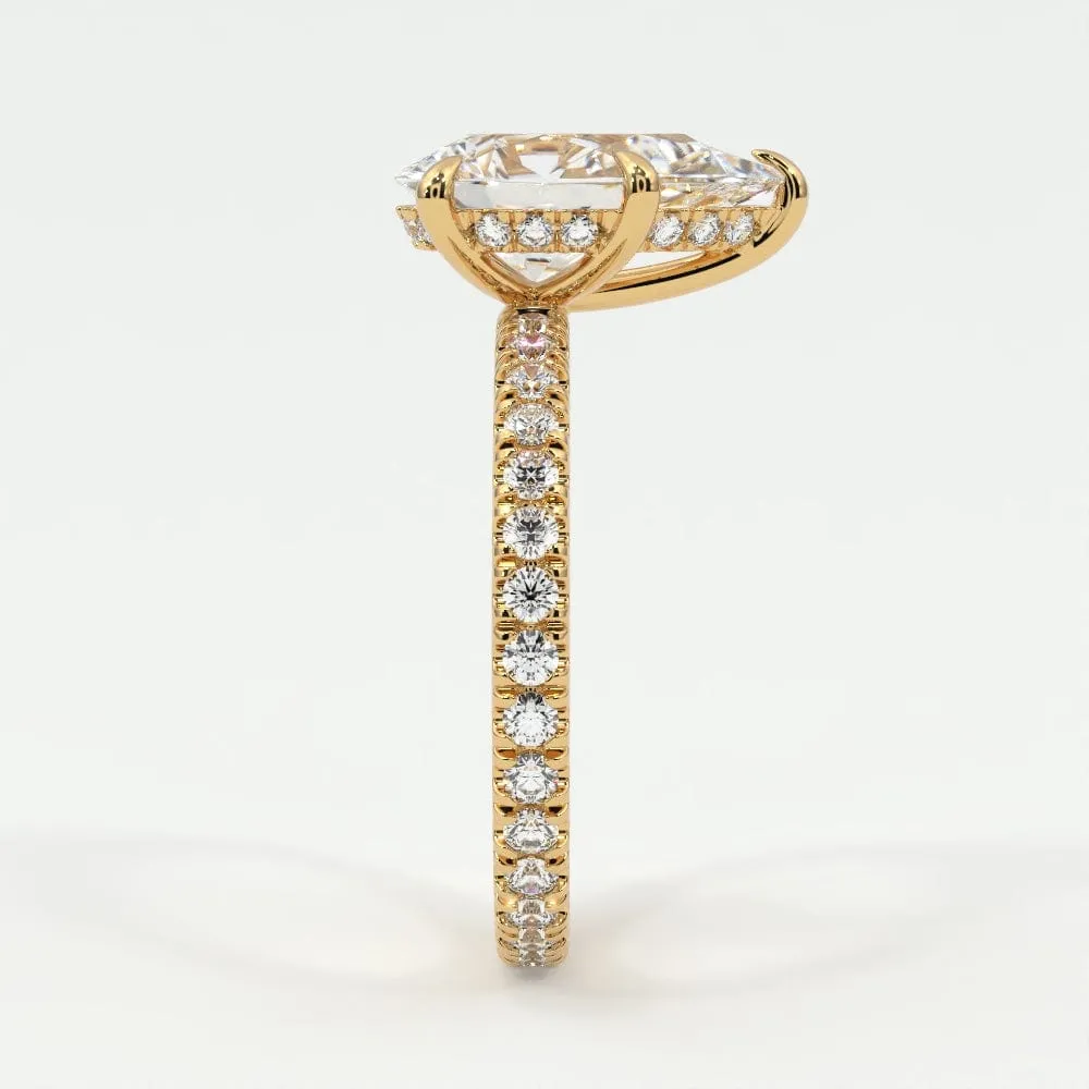 Pear Shape Diamond Pave Band, Hidden Halo