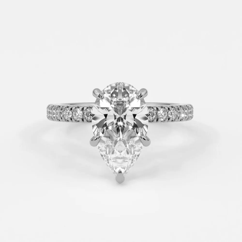 Pear Shape Diamond Pave Band, Hidden Halo