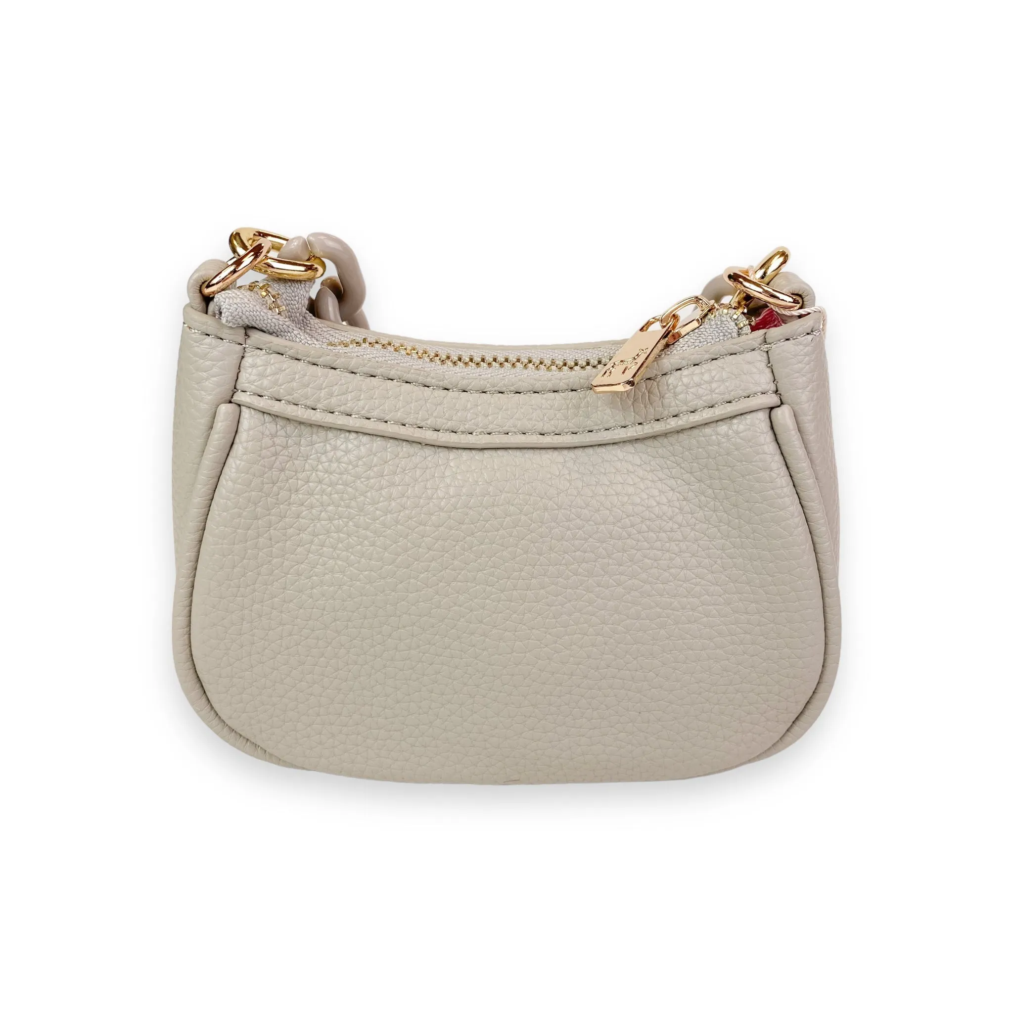 Pearl Studs Mini Leather Shoulder Bag in Grey