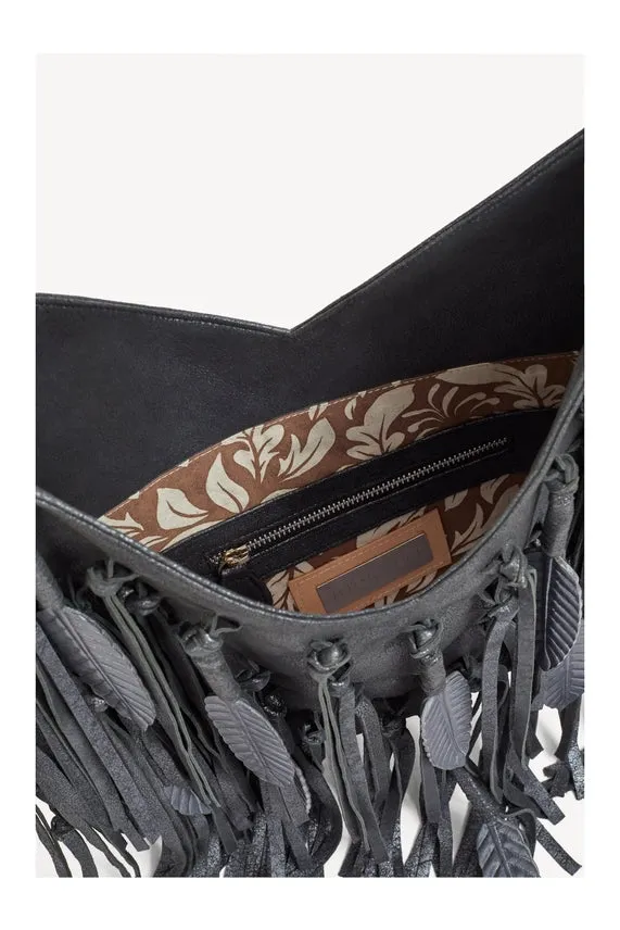 Pocahontes Leaf Shoulder Bag Metallic Charcoal