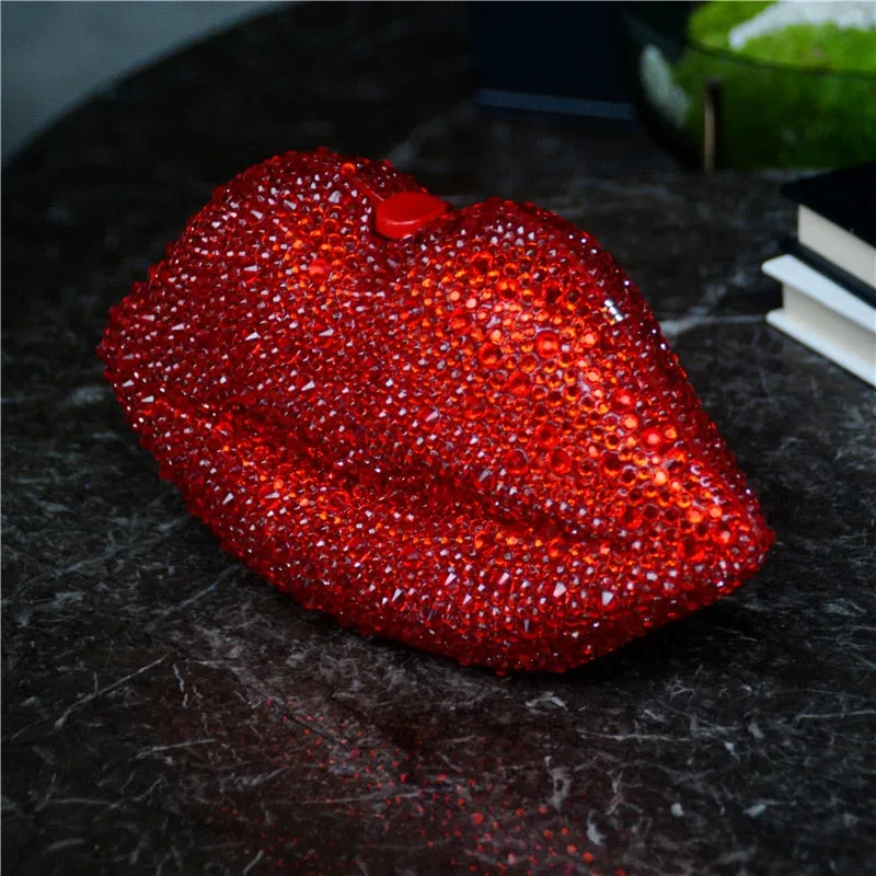 Pre Order:  Red Lip Rhinestone Clutch Bag