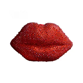 Pre Order:  Red Lip Rhinestone Clutch Bag