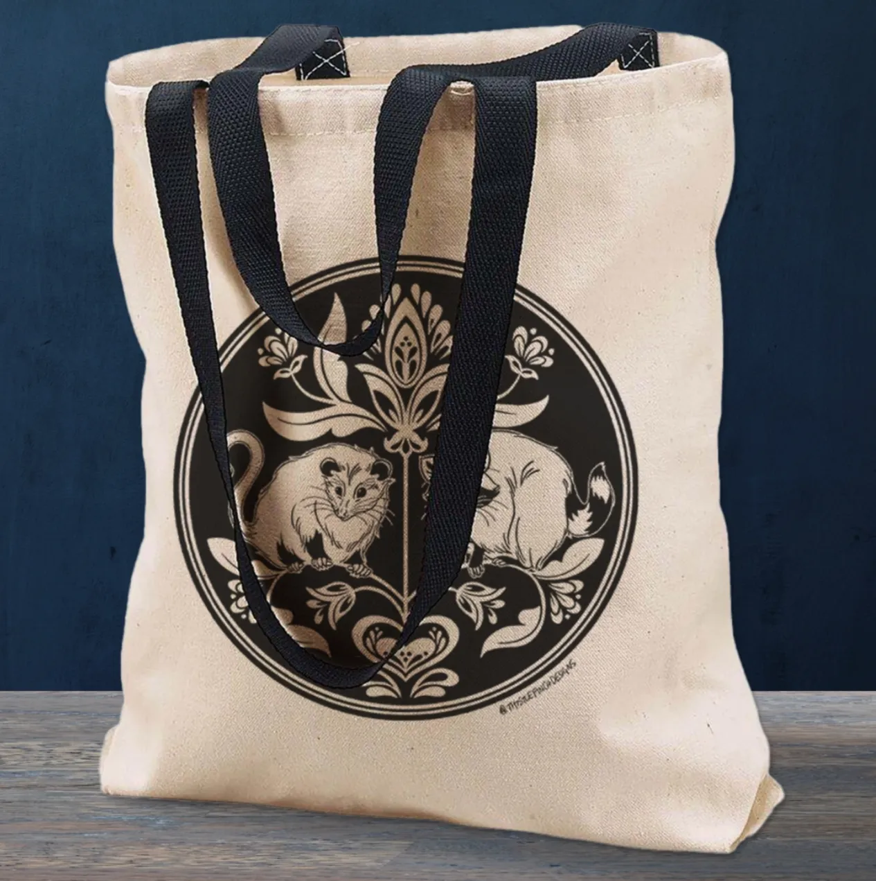 Raccoon   Opossum Hex Tote Bag