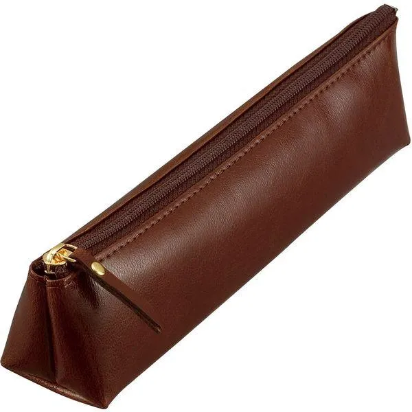 Raymay Gloire FD81 Premium Leather Pencil Case Dark Brown Triangle