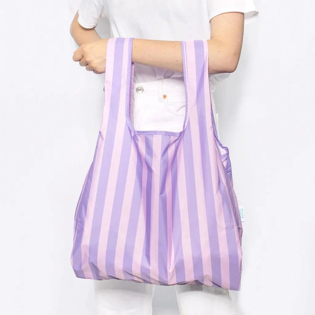 Reusable bag purple stripes