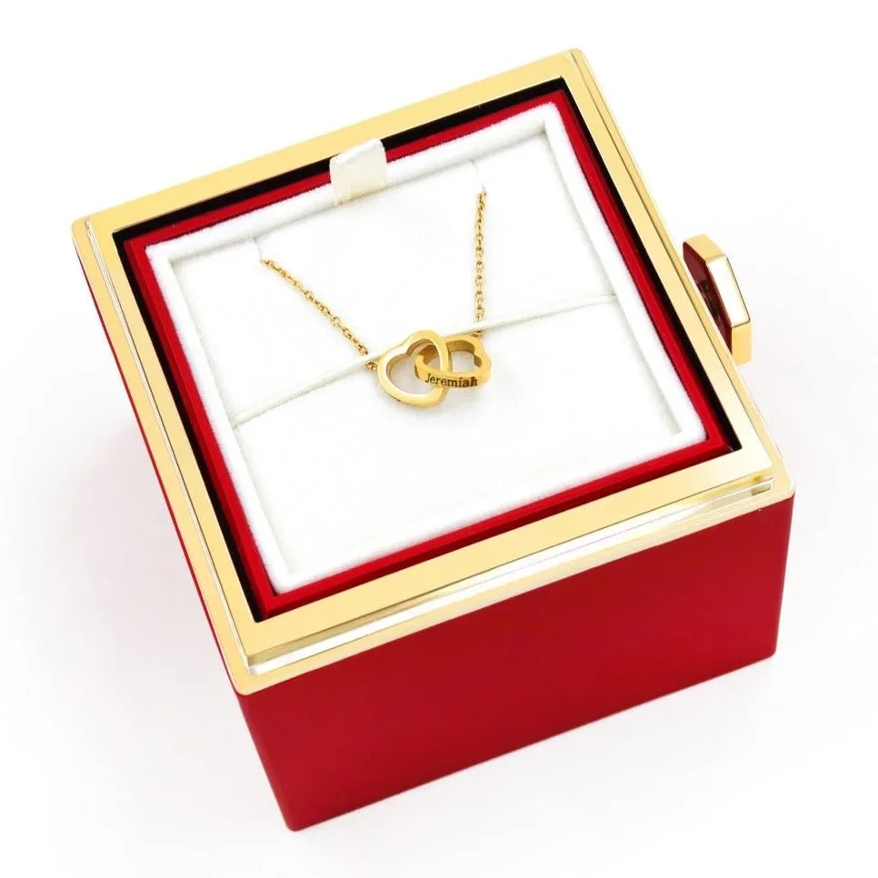 Rose Box with Hidden 18k Heart Necklace