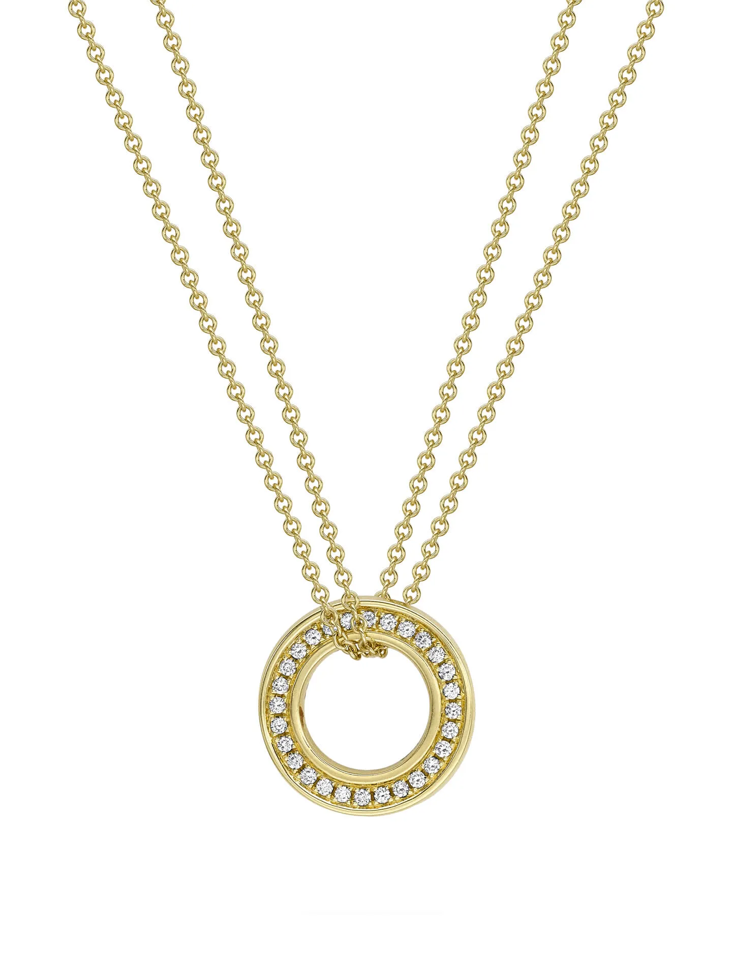 Roulette Small Yellow Gold Diamond Pendant