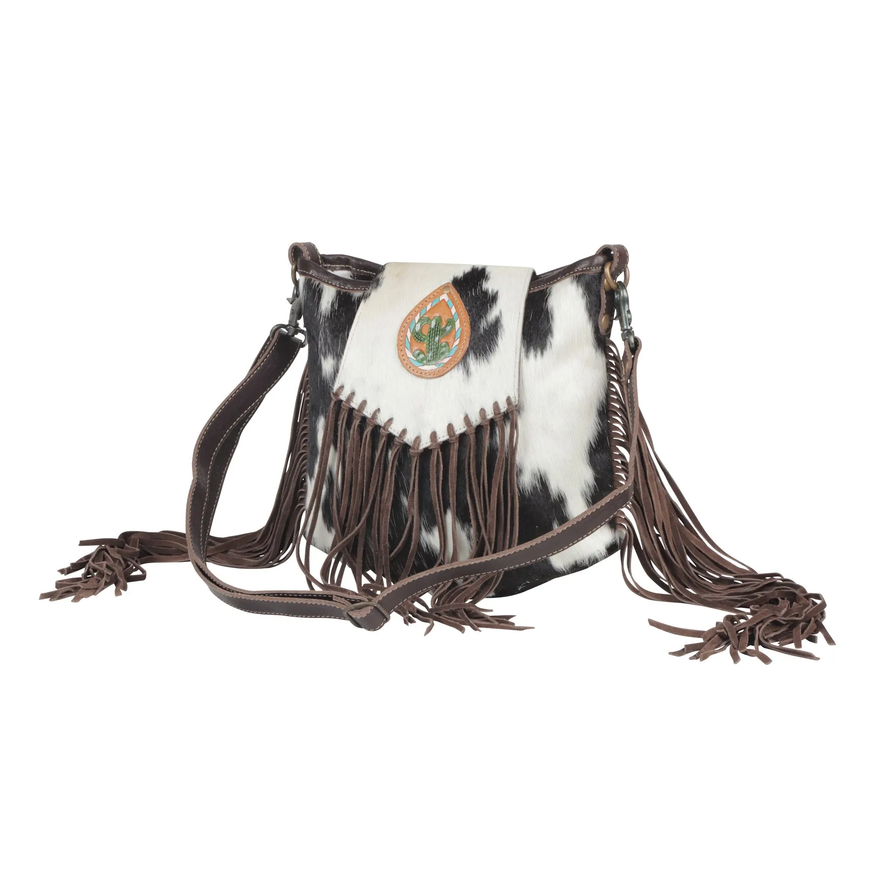 Russet Fringe Leather & Hairon Bag