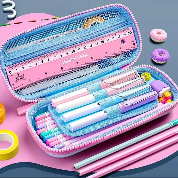 School Kids Hard Case Cartoon Print Pencil Pouch