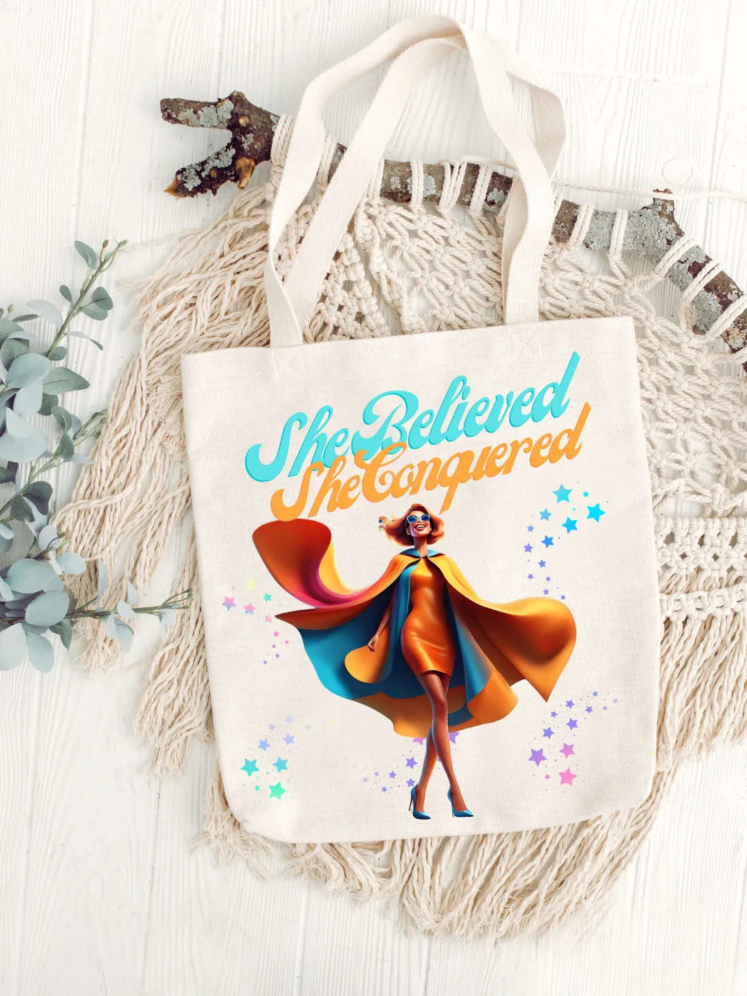 She Believed-  Canvas Reusable Bags