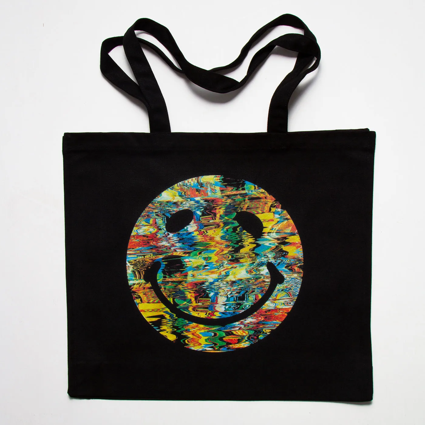 Smiley Colour Blast - Gusset Tote Bag - Black