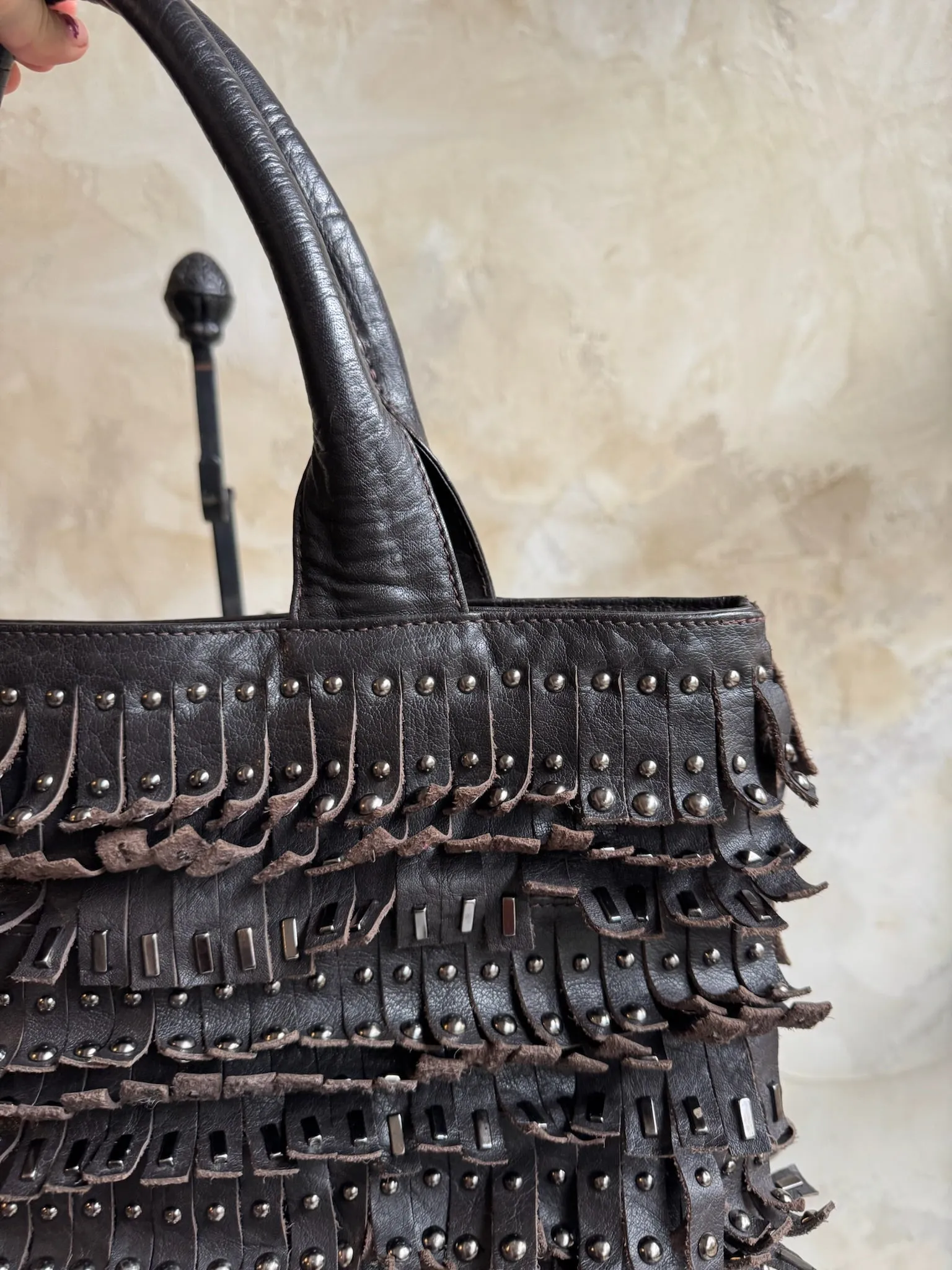 Studded Fringe Danier Leather Bag