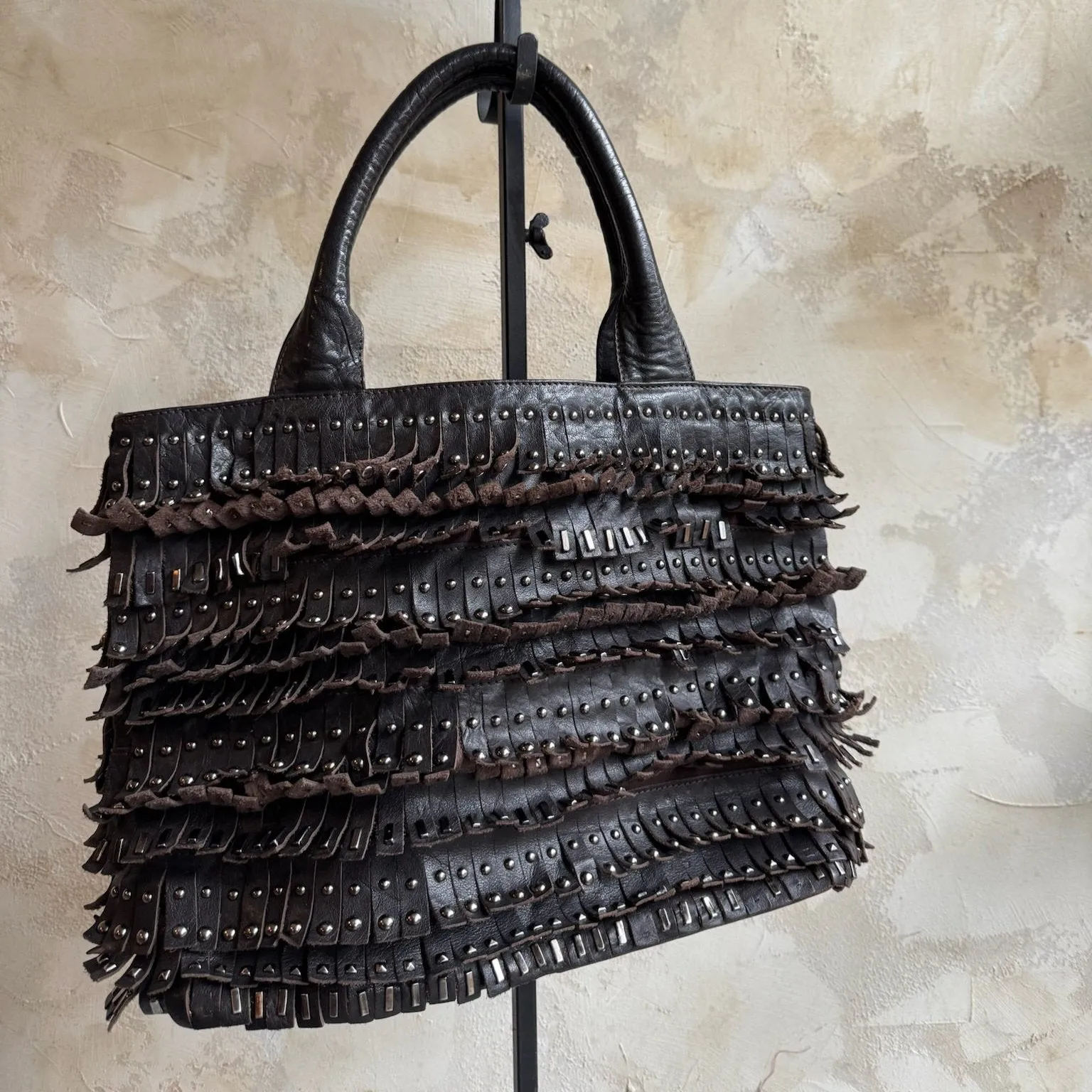 Studded Fringe Danier Leather Bag