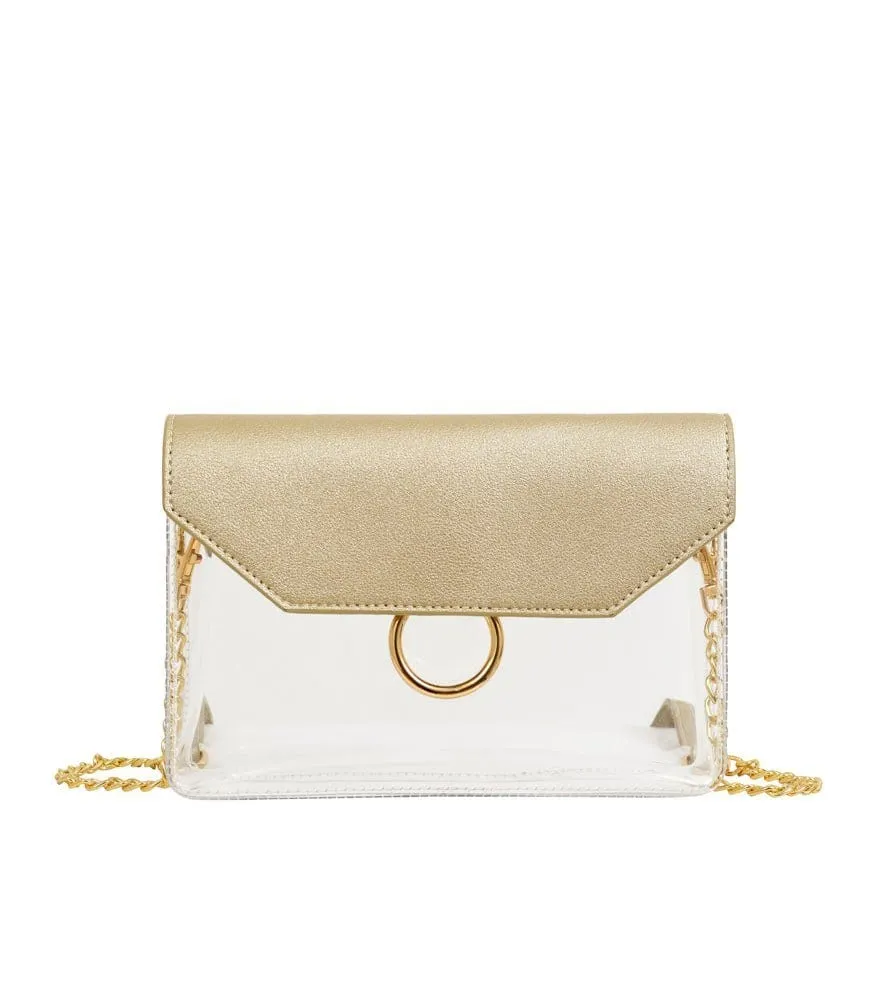 TB28207 Clear Flap Crossbody With Chain Strap