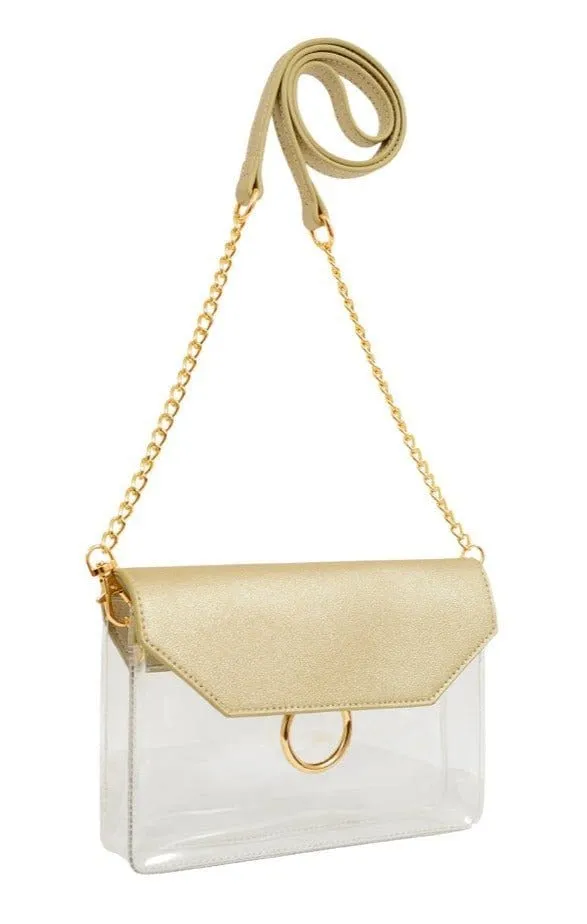 TB28207 Clear Flap Crossbody With Chain Strap