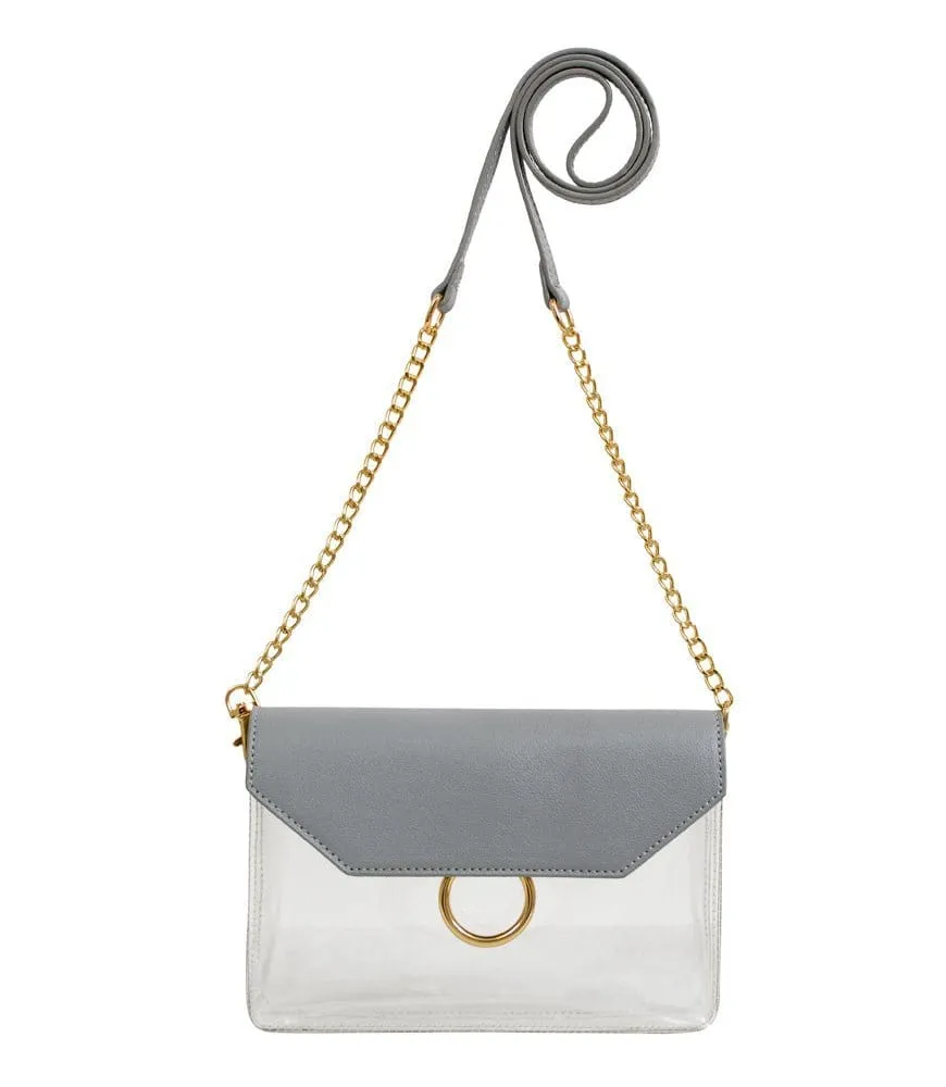 TB28207 Clear Flap Crossbody With Chain Strap