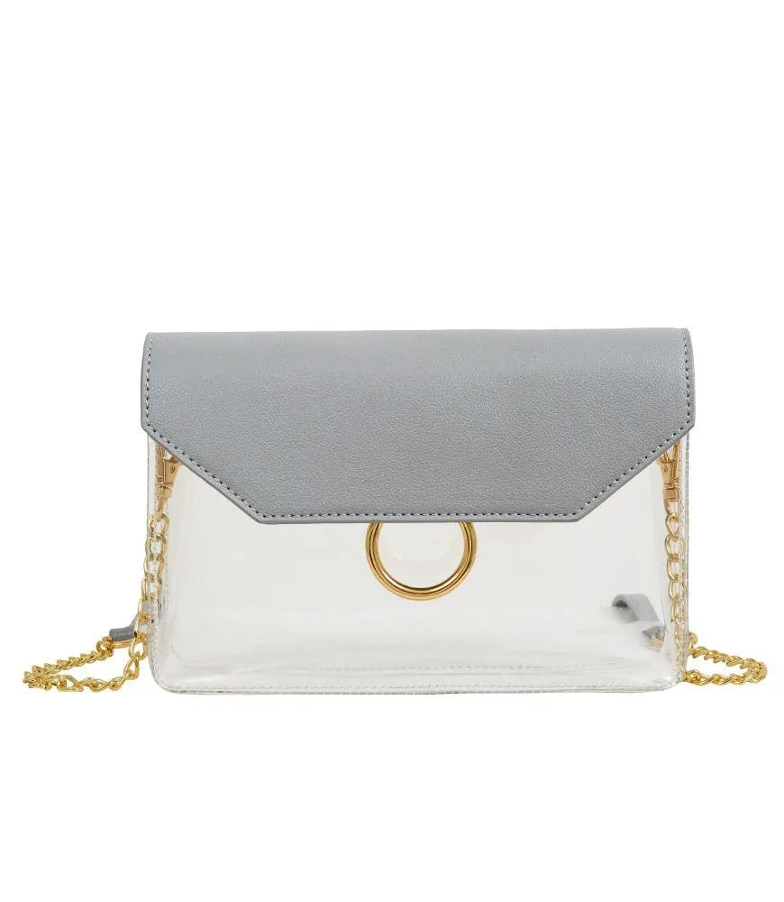 TB28207 Clear Flap Crossbody With Chain Strap