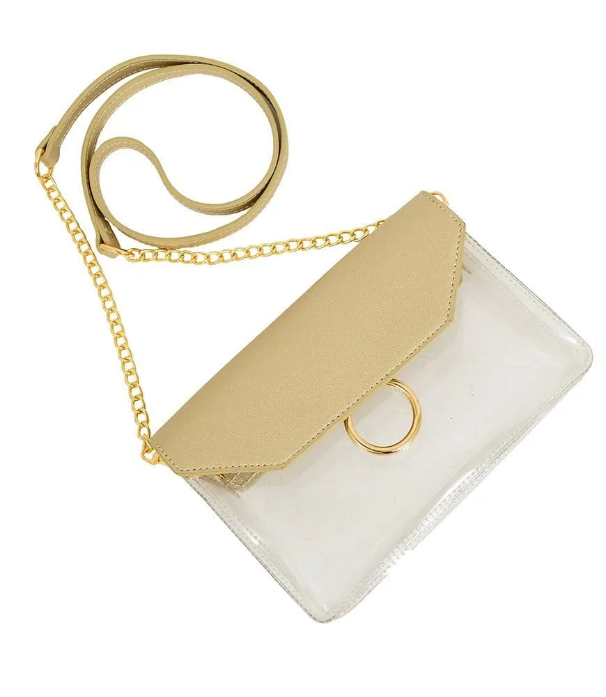 TB28207 Clear Flap Crossbody With Chain Strap