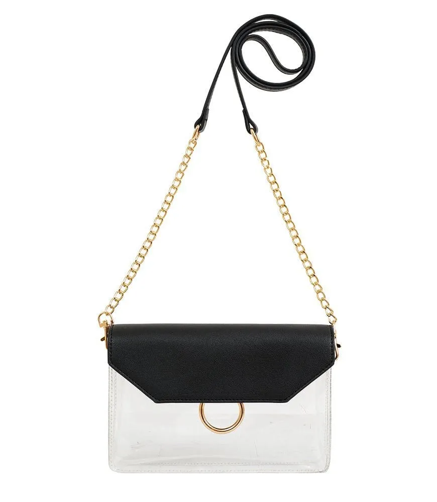 TB28207 Clear Flap Crossbody With Chain Strap