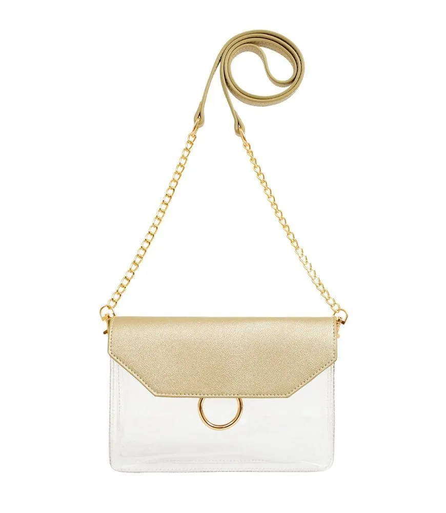 TB28207 Clear Flap Crossbody With Chain Strap