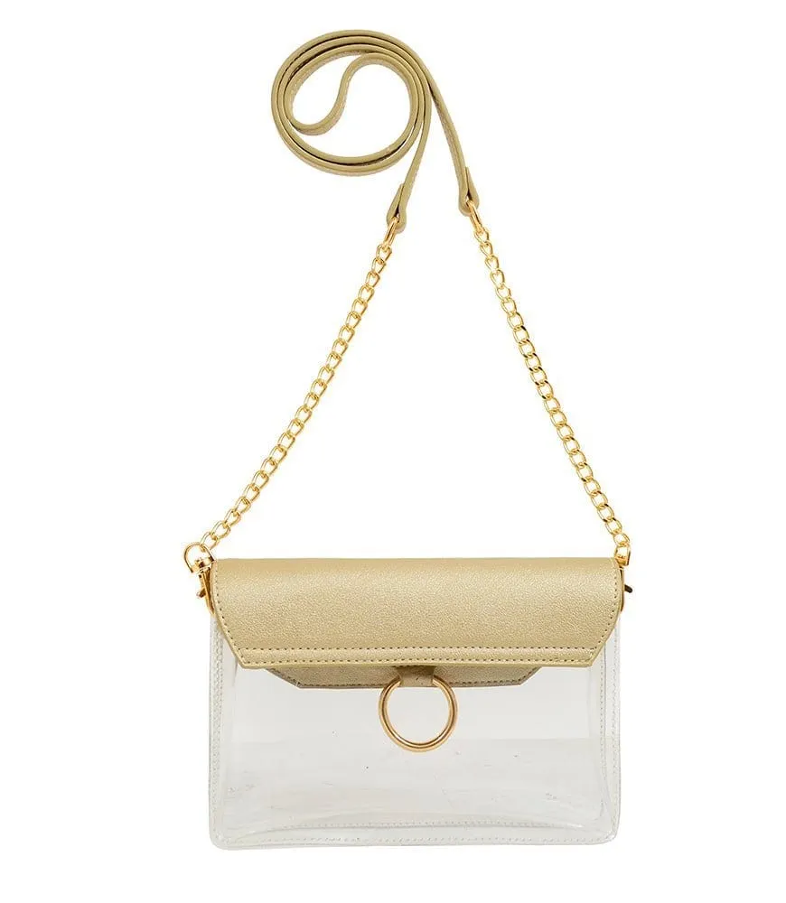 TB28207 Clear Flap Crossbody With Chain Strap