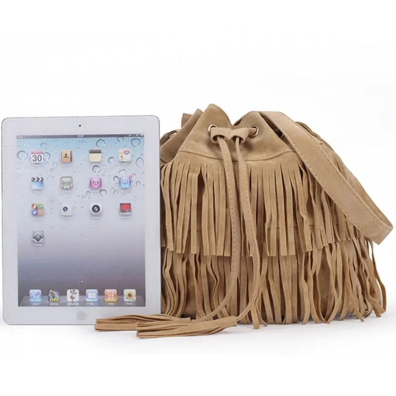 TEEK - Retro Faux Suede Fringe Bolsa Bag