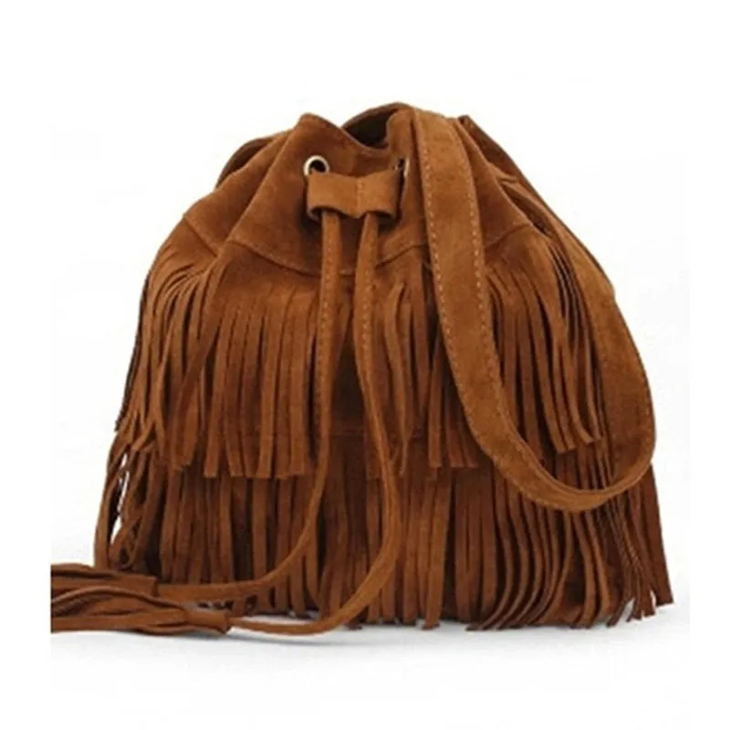 TEEK - Retro Faux Suede Fringe Bolsa Bag