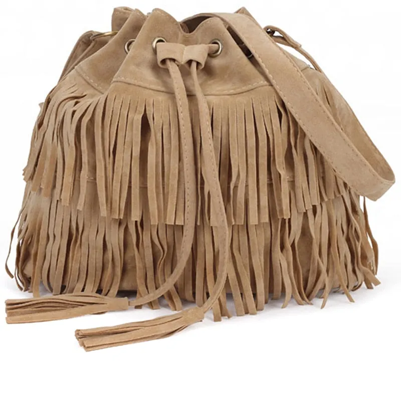 TEEK - Retro Faux Suede Fringe Bolsa Bag