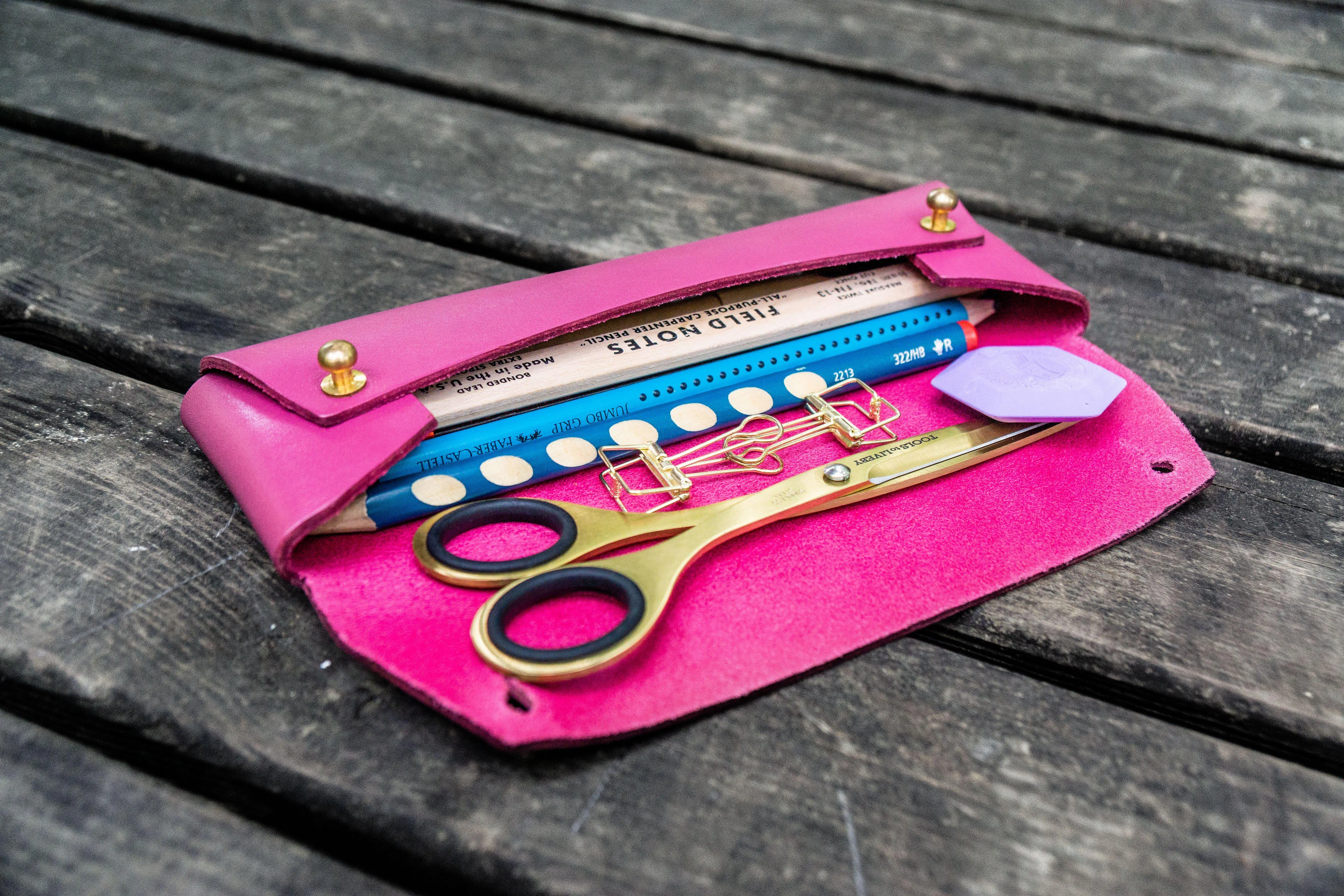 The Student Leather Pencil Case - Pink