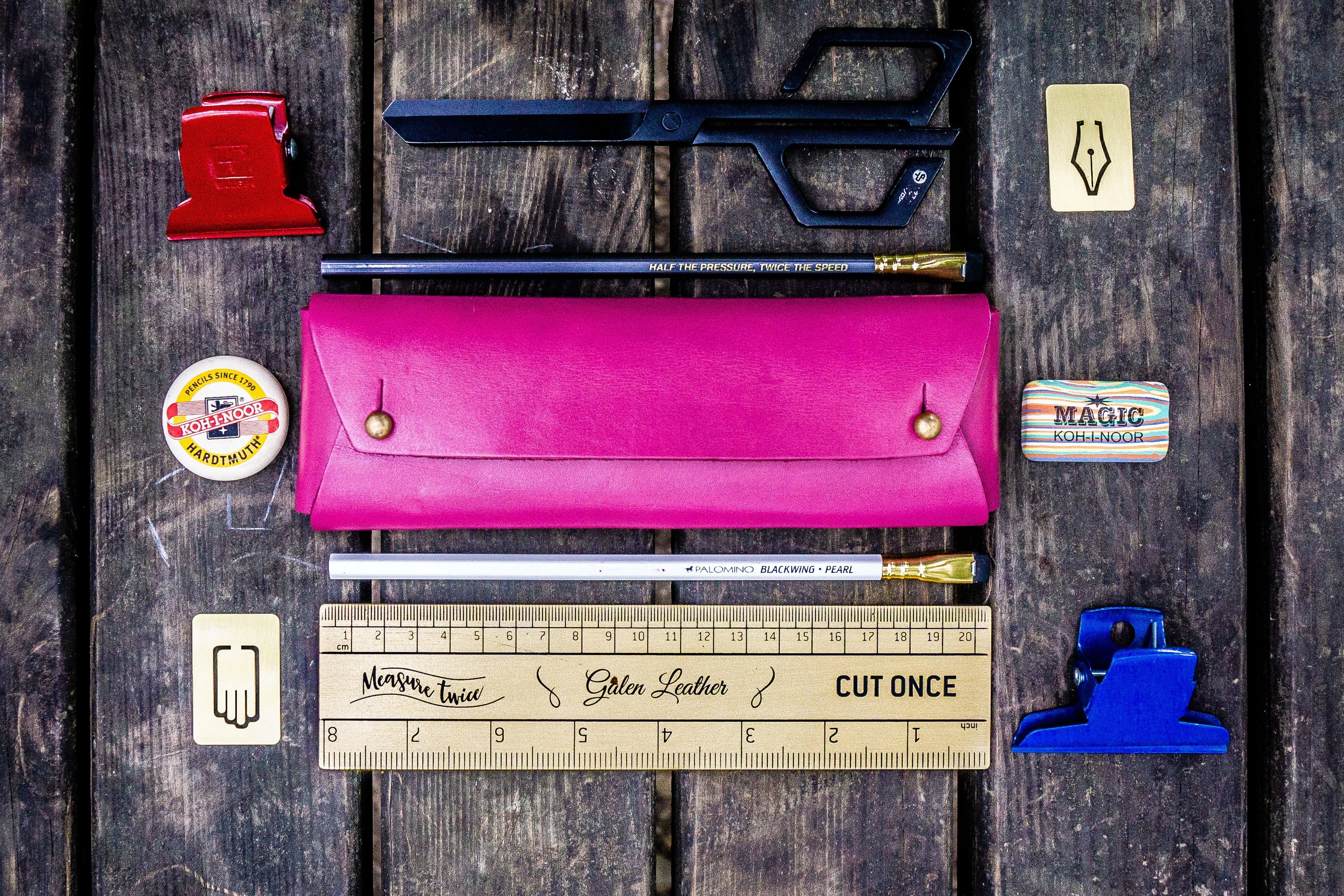 The Student Leather Pencil Case - Pink