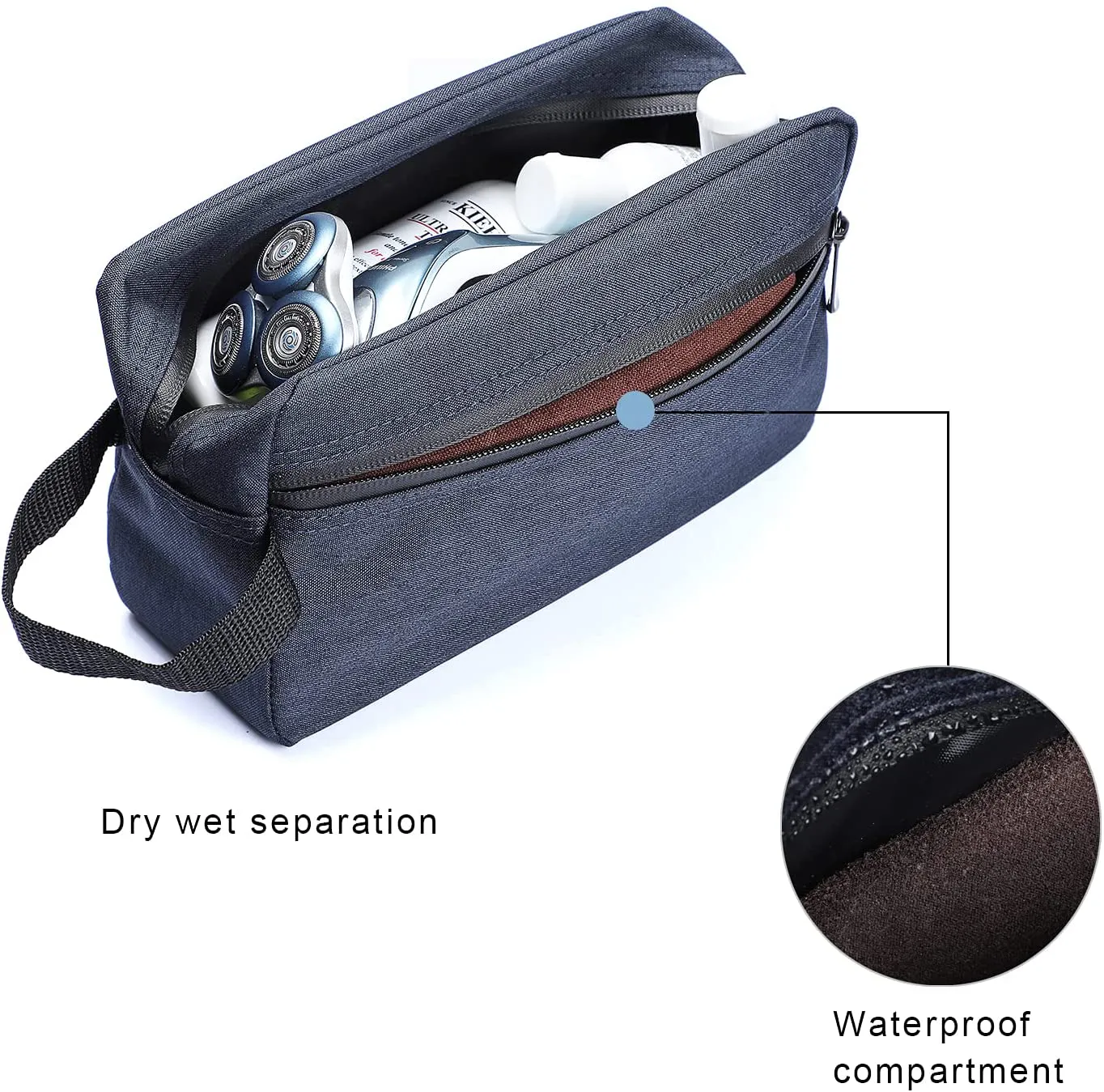 Toiletry Bag for Men, Portable Travel Toiletry Organizer Bag,Shaving Bag for Toiletries Accessories (Deep blue)