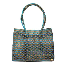 TRAVEL GOLD BLUE TOTE WITH CLUTCH