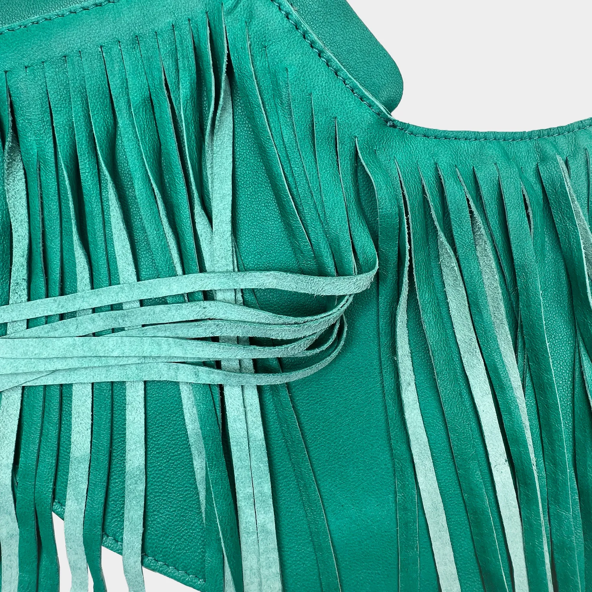 Turquoise Fringe Leather Sash Bag