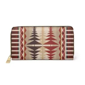 Uniquely You Womens Wallet - Zip Purse / Brown & Beige Aztec Geometric