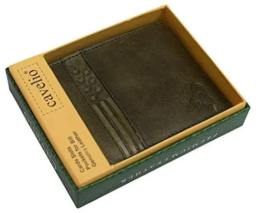 Wallet for Men’s - Genuine Leather Slim Bifold RFID Blocking Packed in Stylish Gift Box USA Series RFID60HU