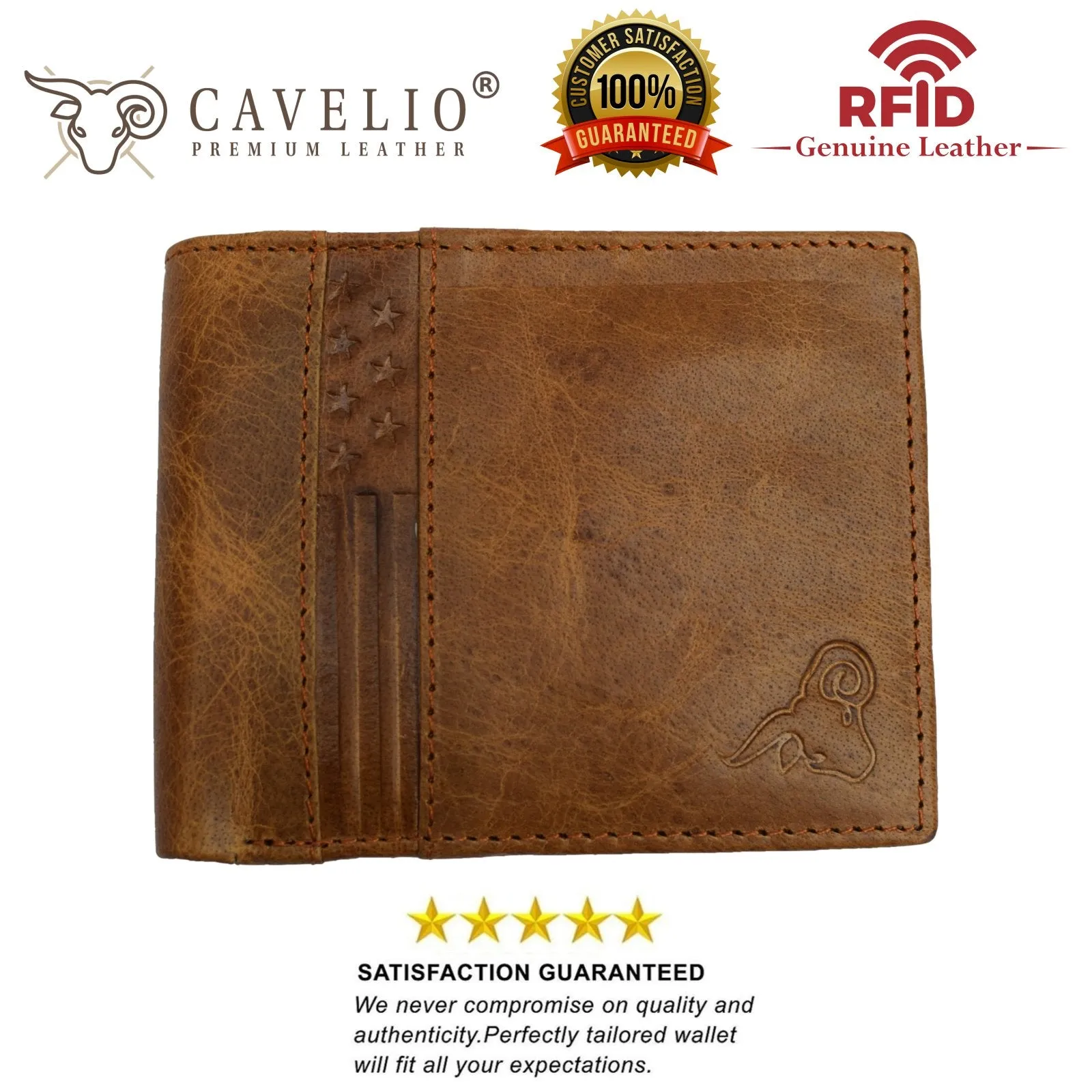 Wallet for Men’s - Genuine Leather Slim Bifold RFID Blocking Packed in Stylish Gift Box USA Series RFID60HU