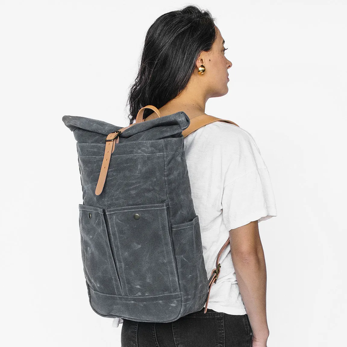 Waxed Canvas Roll Top Backpack